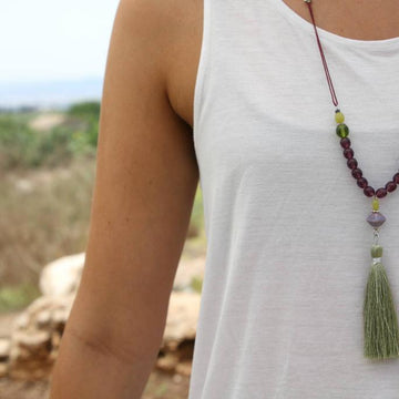 Handmade Necklace,Green Necklace,Statement Necklaces for Women,Bead Necklaces,Tassel Necklaces for Women,Boho Necklace,Handmade Jewelry